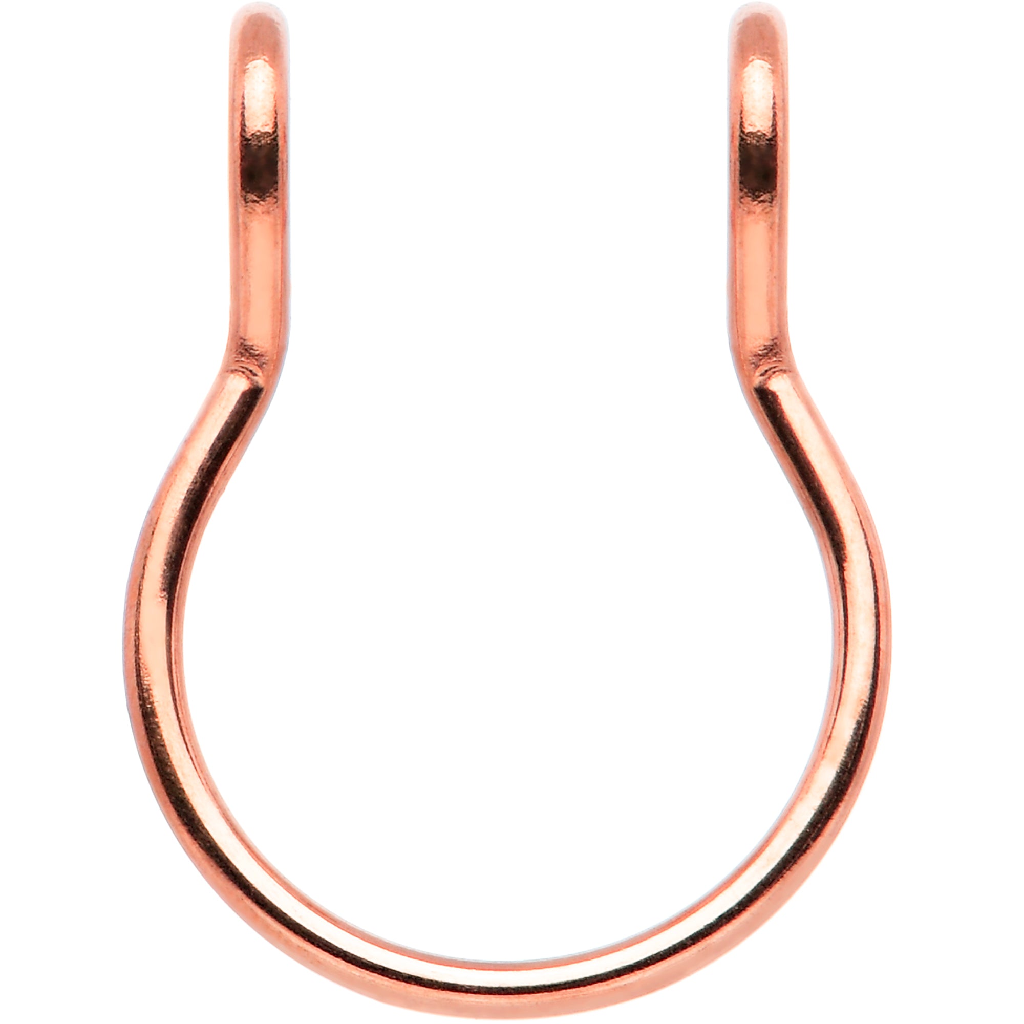 Rose Gold Tone Stainless Steel Clip on Fake Septum Nose Hoop