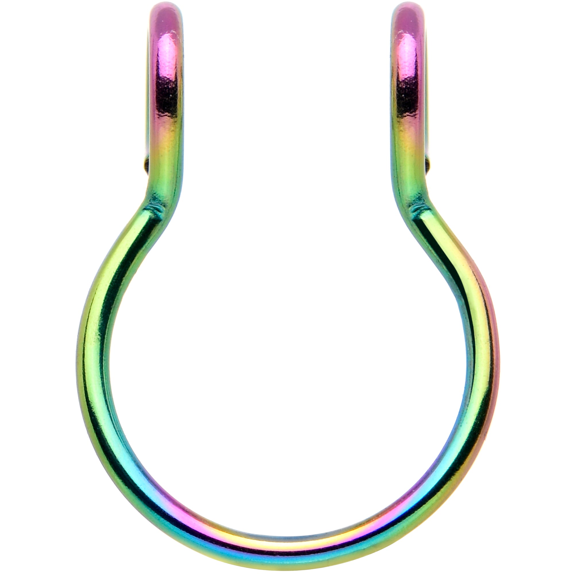 Rainbow Stainless Steel Clip on Fake Septum Nose Hoop