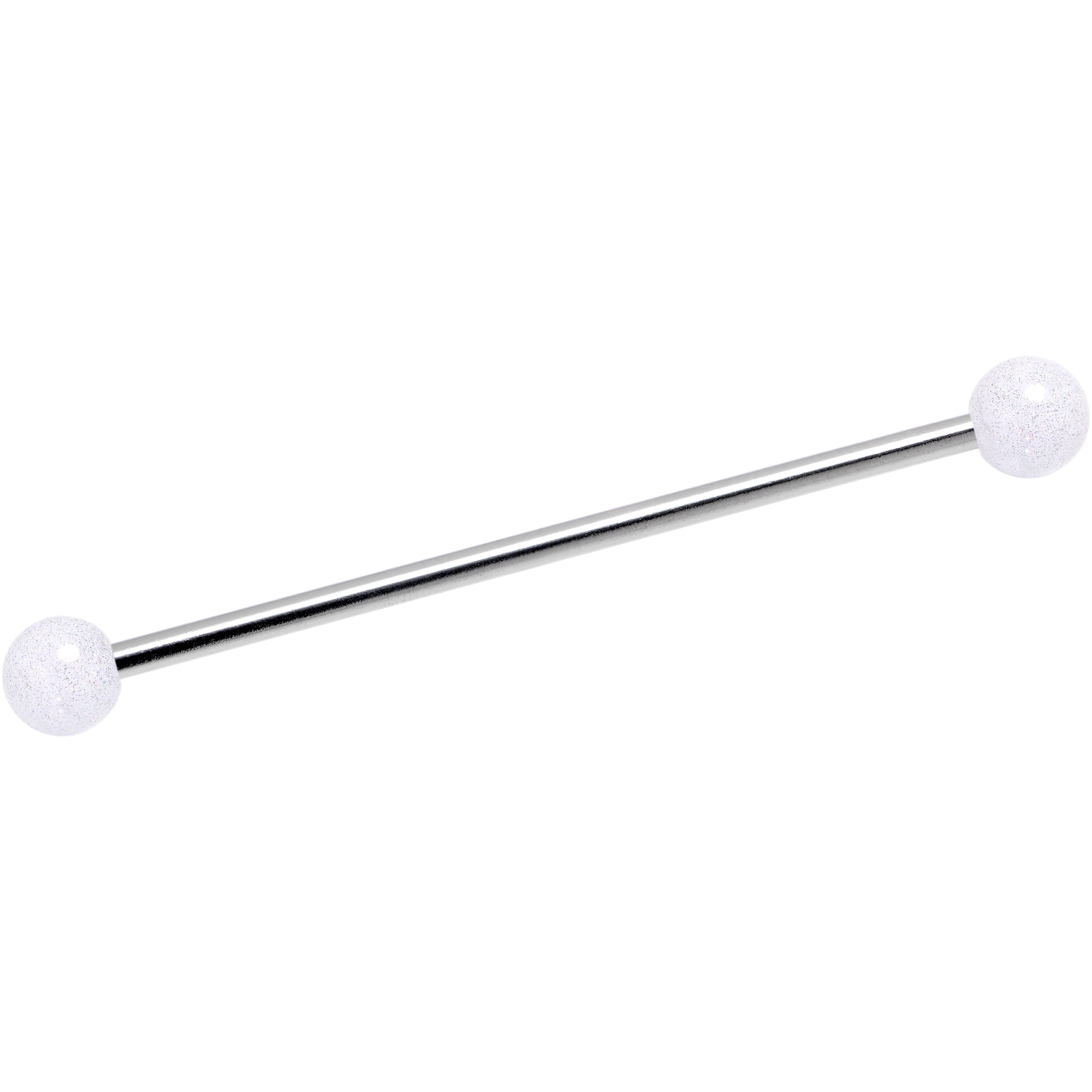 14G Shimmer White Ends Industrial Barbell 38mm