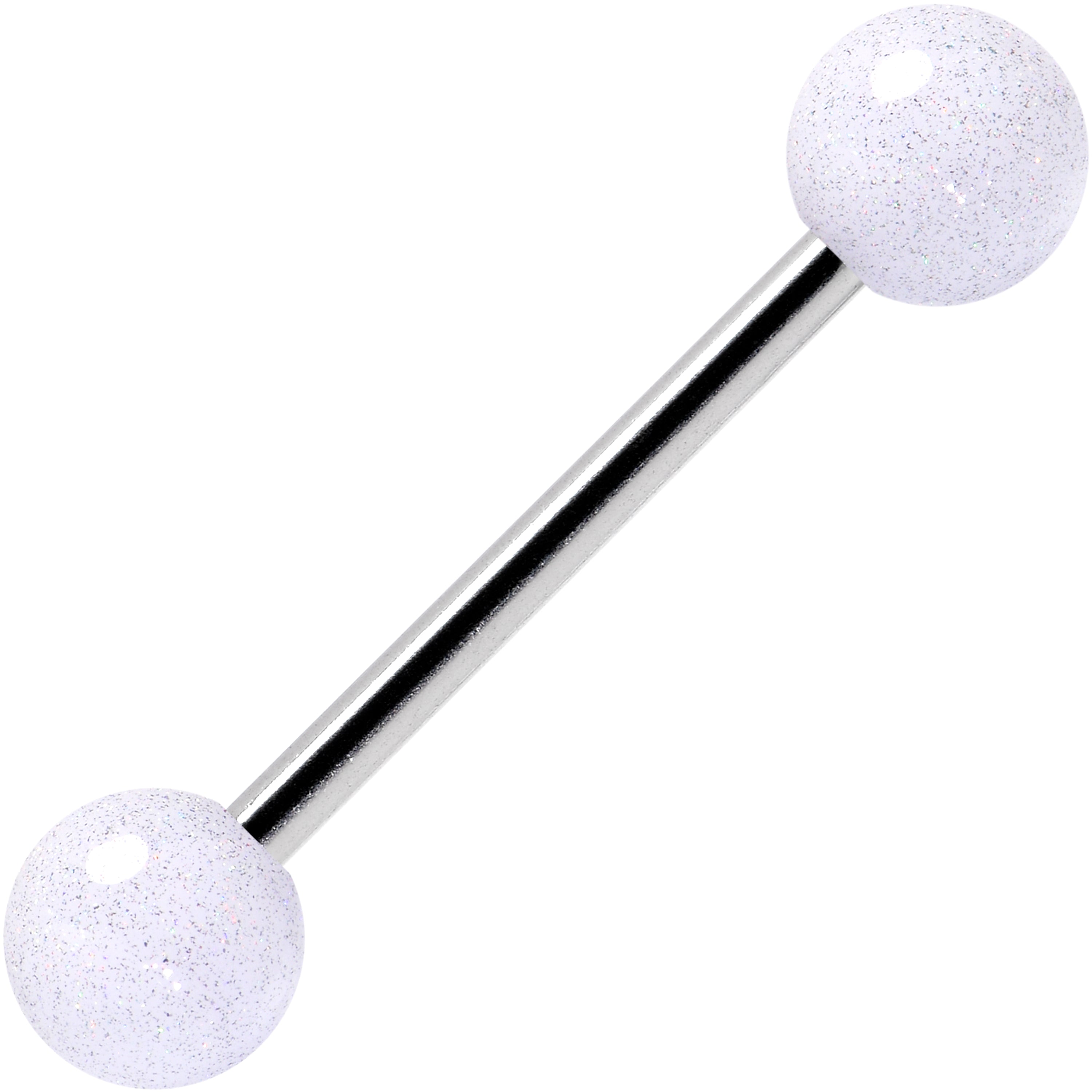 Shimmer White Ends Barbell Tongue Ring