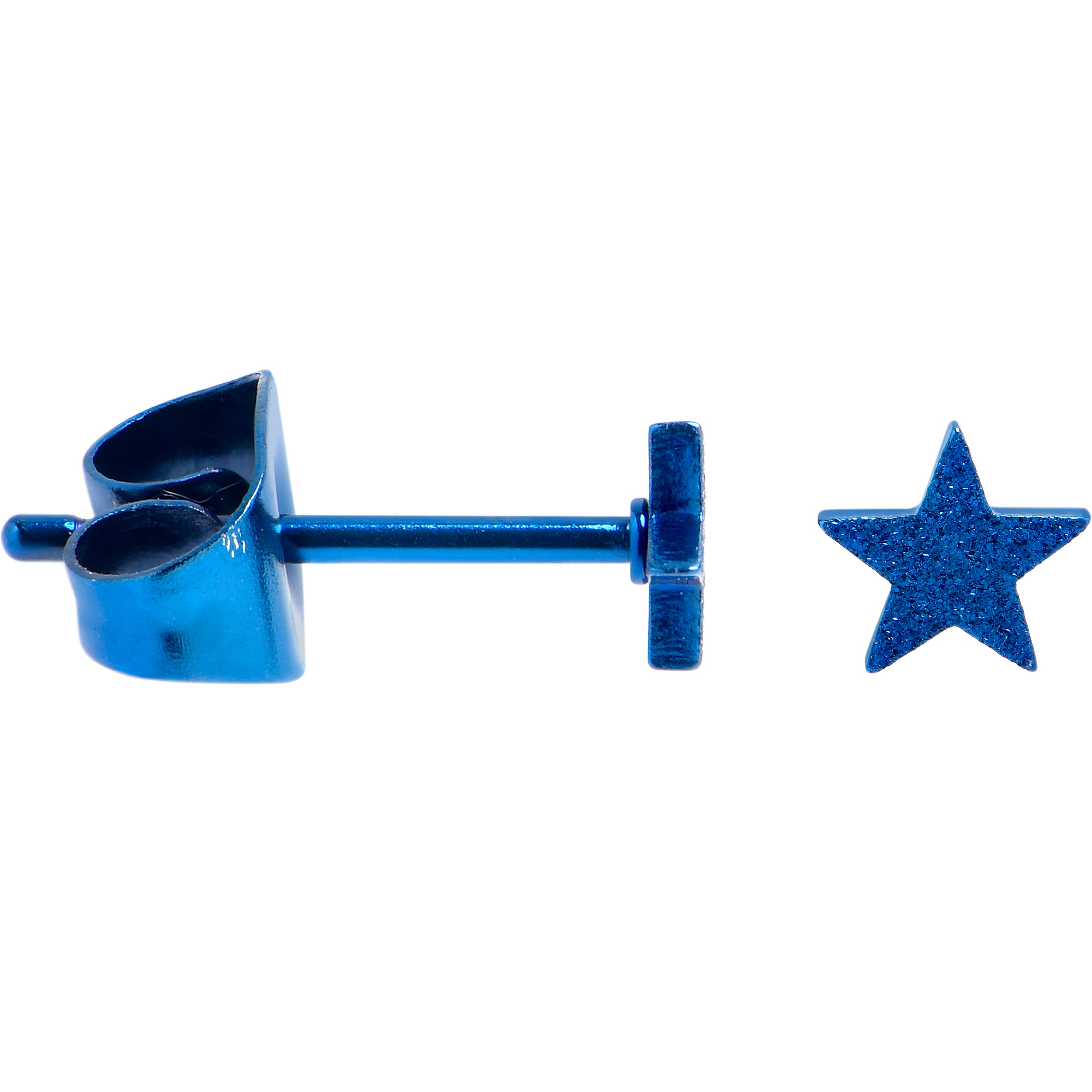 4mm-8mm Stars Stud Blue 316L Stainless Steel Earrings 6 Pack
