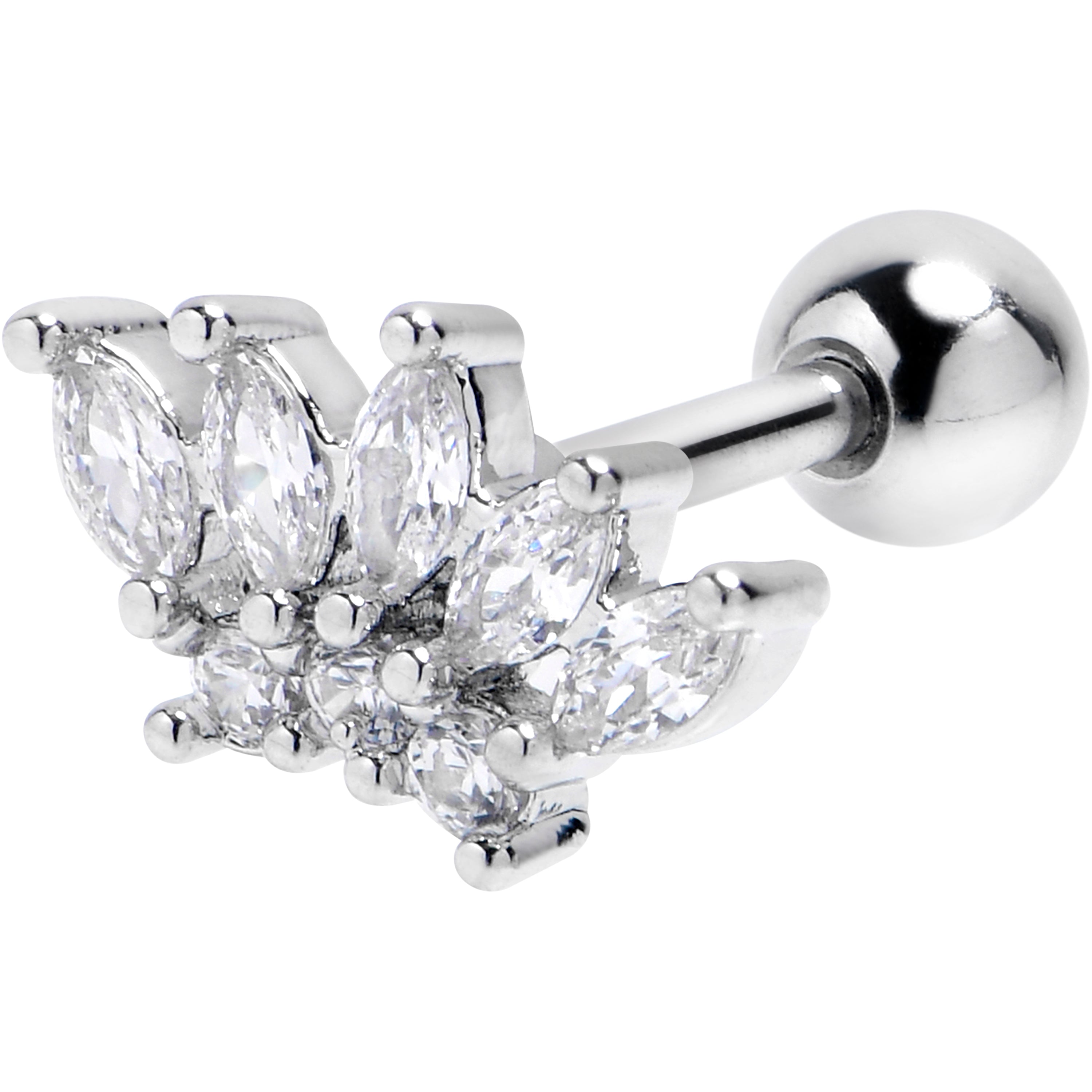 16G 1/4 Clear Gem Fashion Fan Cartilage Tragus Earring