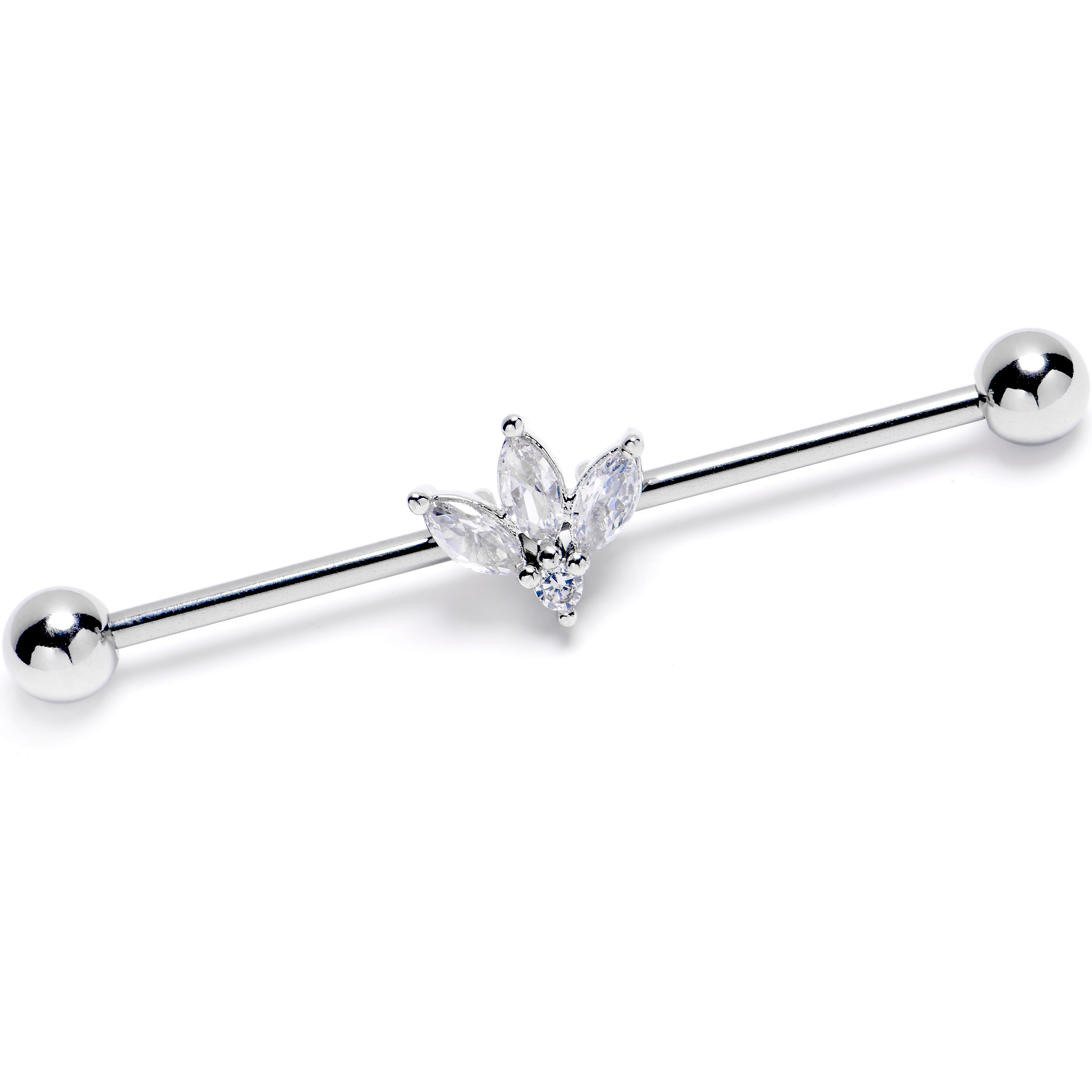 14G Clear Gem Fashion Fan Mini Industrial Barbell 38mm