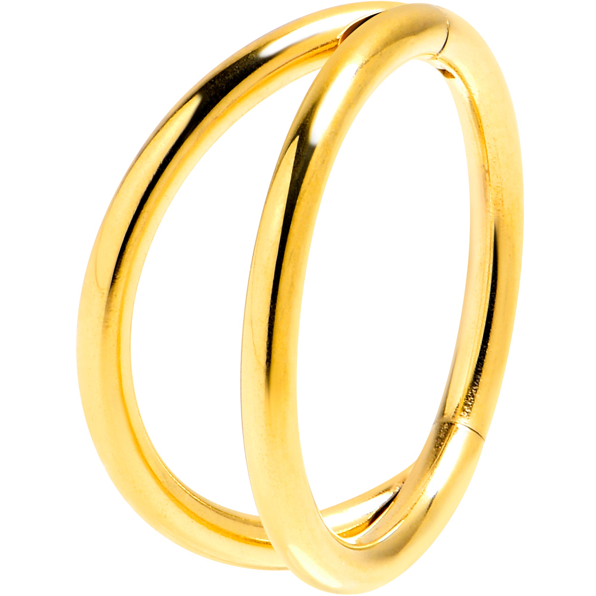 16G 3/8 Gold Tone Double Row Illusion Hinged Segment Ring