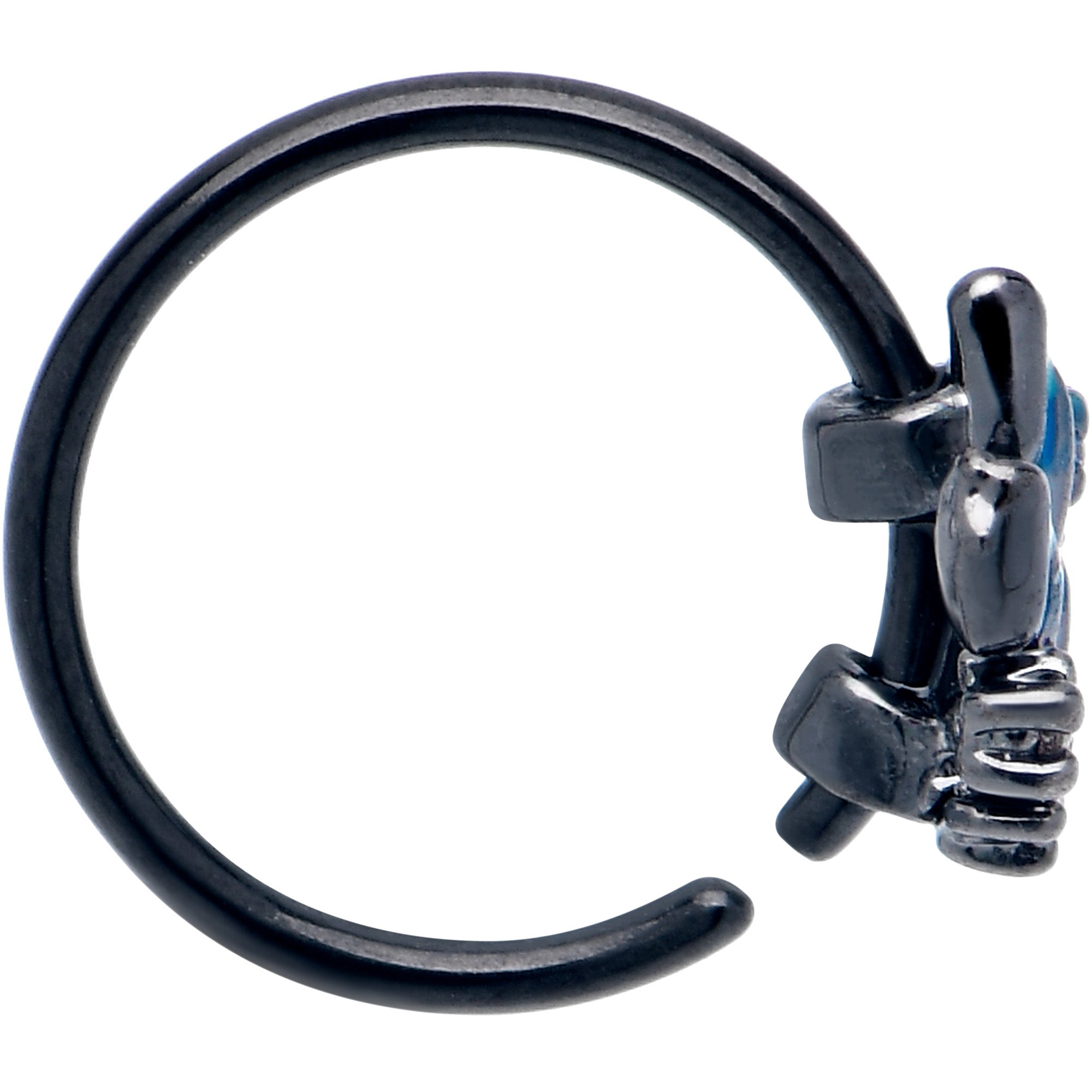 20G 5/16 Clear CZ Gem Black Lush Leaves Nose Hoop