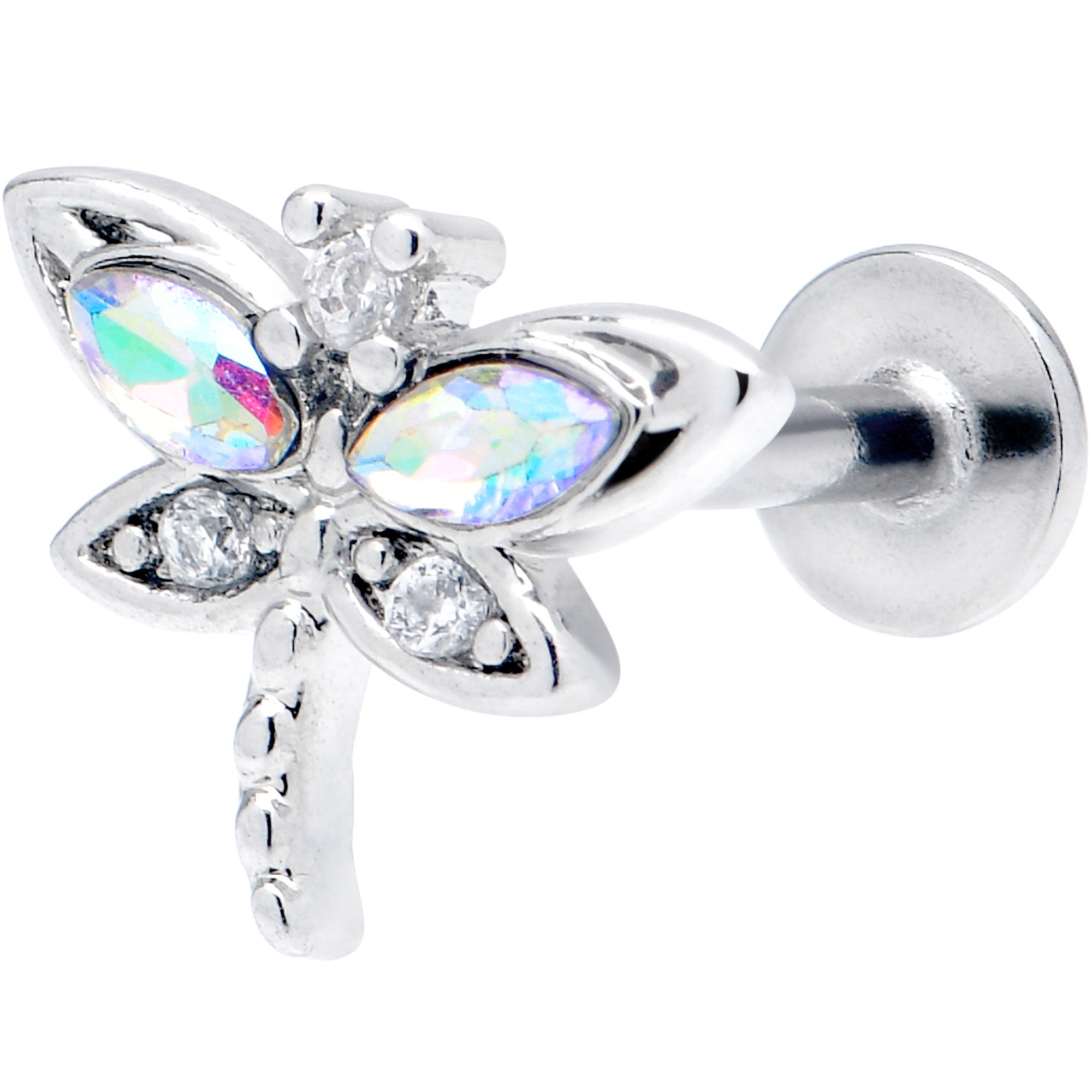 16G 5/16 Aurora CZ Gem Understated Dragonfly Labret Monroe Tragus