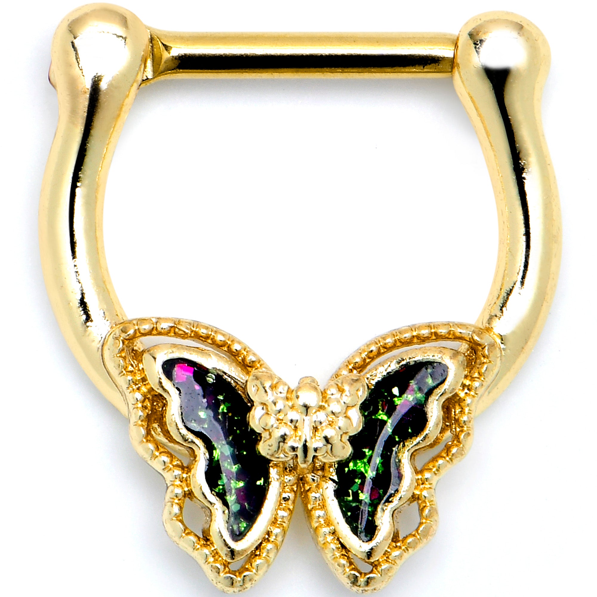 16G 5/16 Vitrail Gem Gold Tone Classic Butterfly Cartilage Clicker