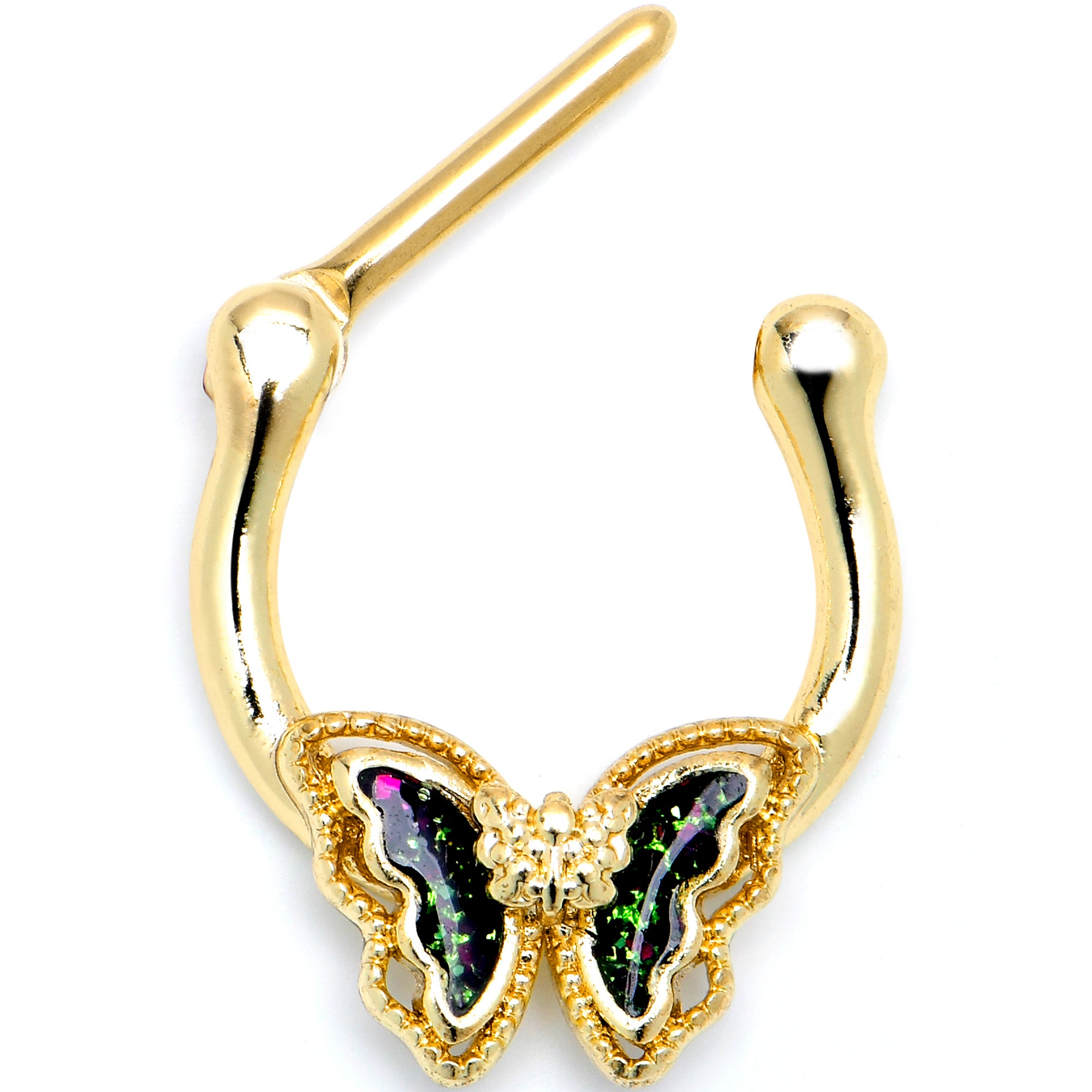 16 Gauge 5/16 Vitrail Gem Gold Tone Classic Butterfly Cartilage Clicker