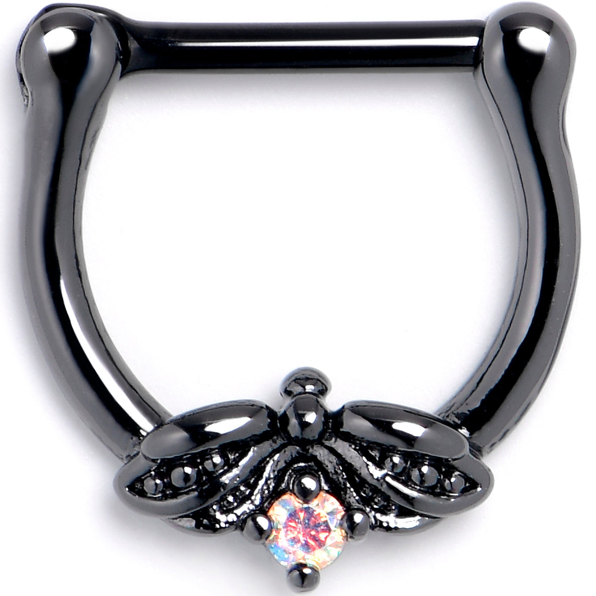 16G 5/16 Aurora Gem Black Beauty Bug Cartilage Clicker