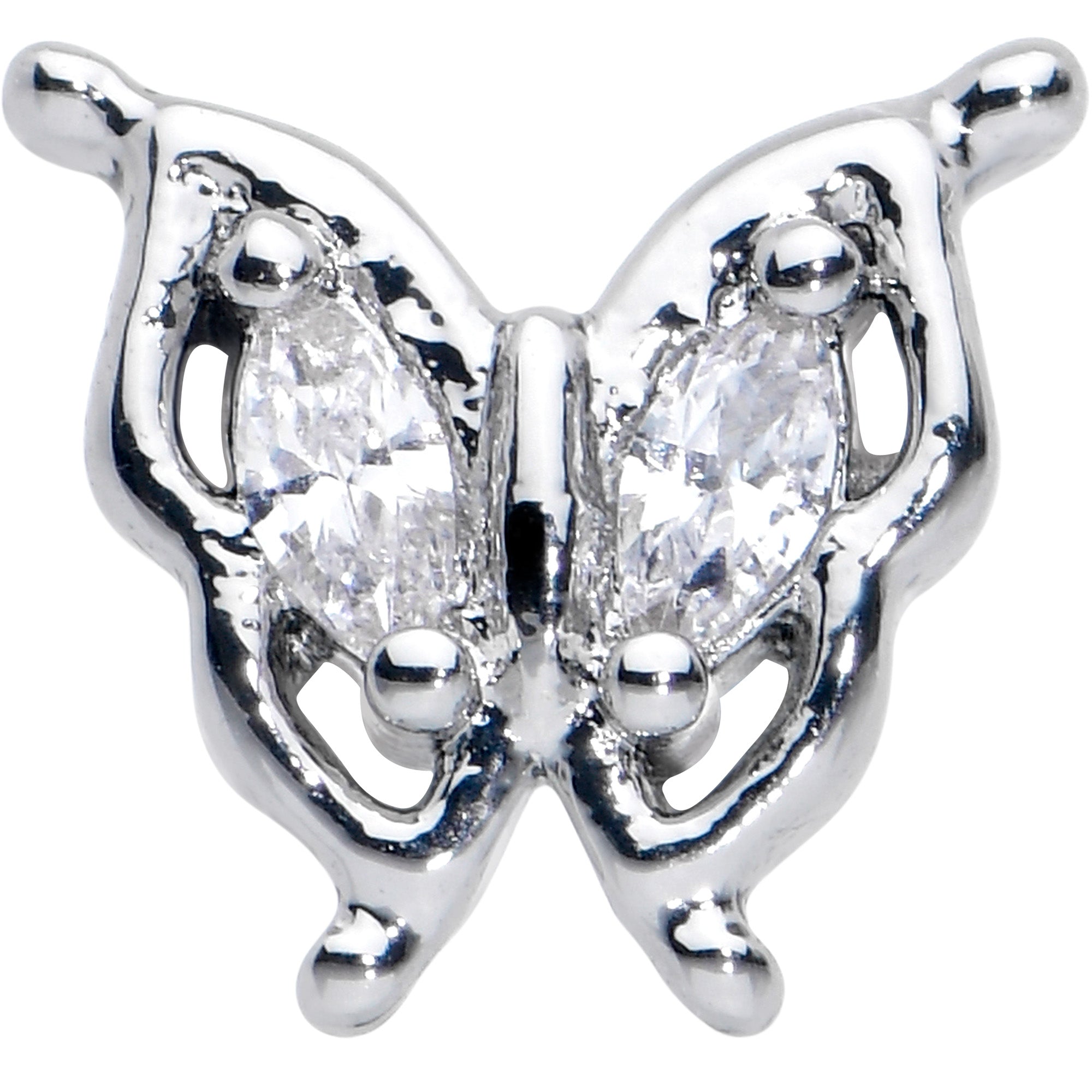 16G 1/4 Clear Gem Fancy Fab Butterfly Cartilage Tragus Earring
