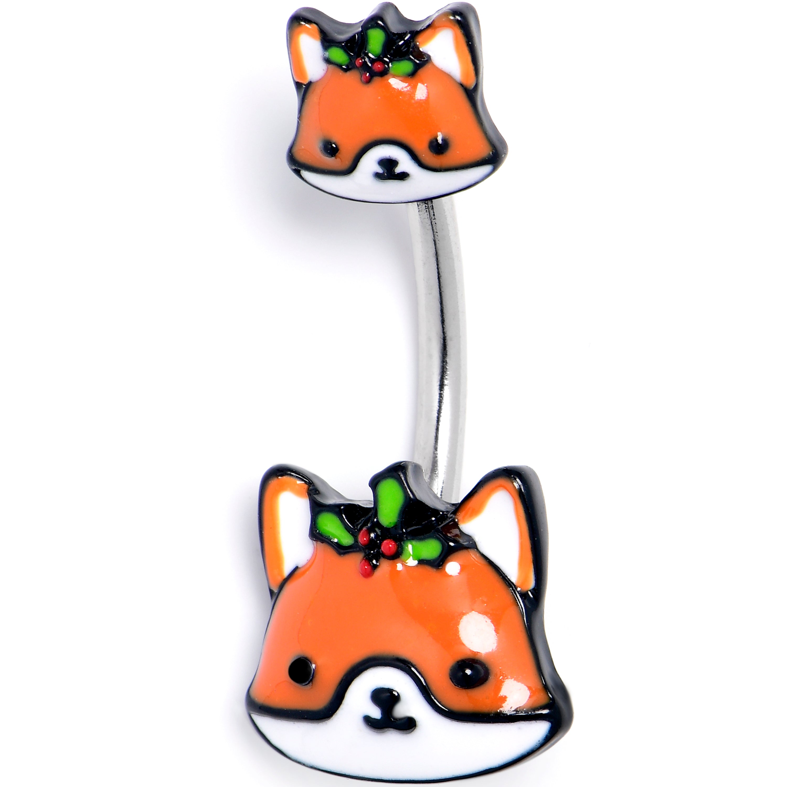 Holly Holiday Fox Double  Mount Belly Ring