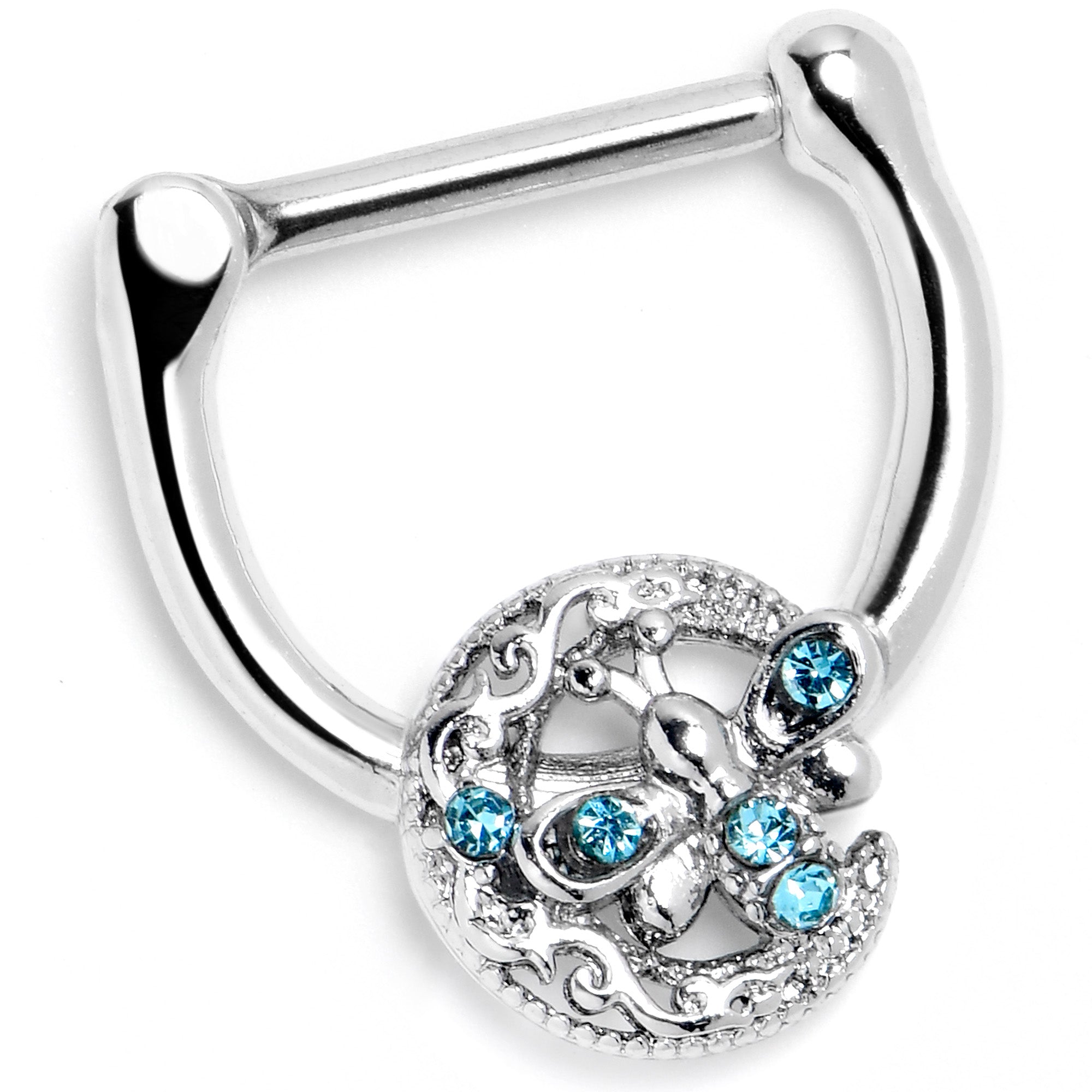 16G 5/16 Blue Gem Lunar Dragonfly Cartilage Clicker
