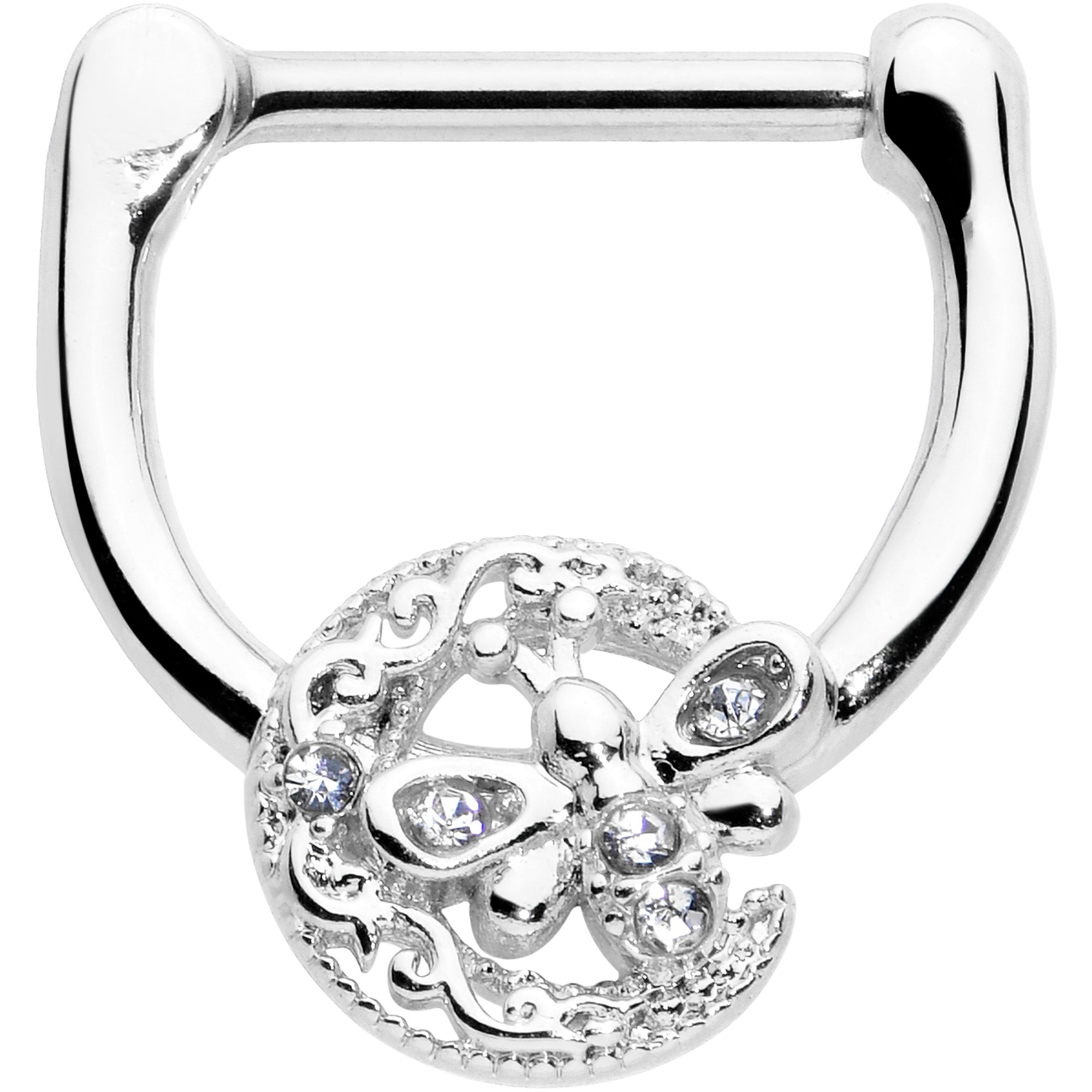 16G 5/16 Clear Gem Lunar Dragonfly Cartilage Clicker