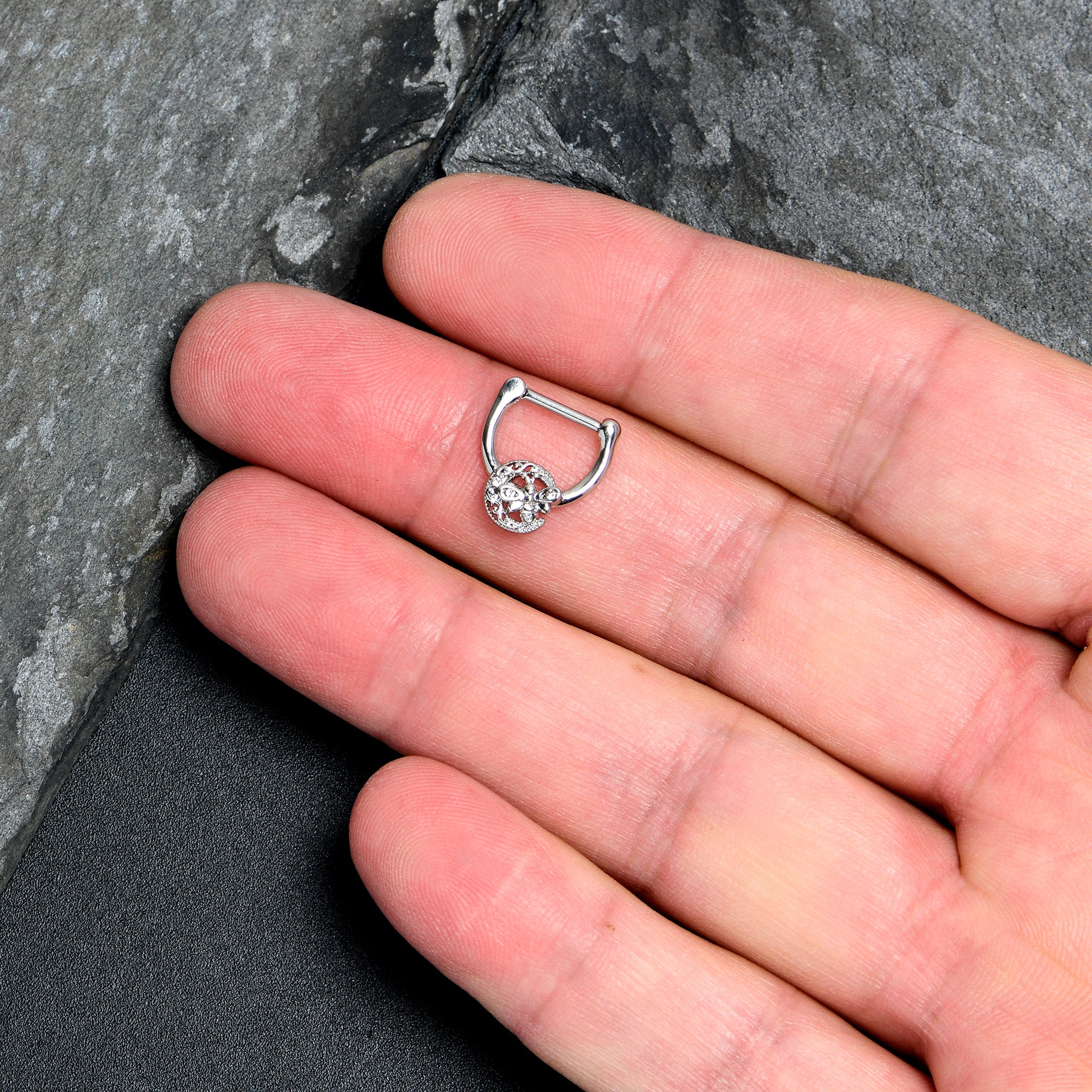 16G 5/16 Clear Gem Lunar Dragonfly Cartilage Clicker