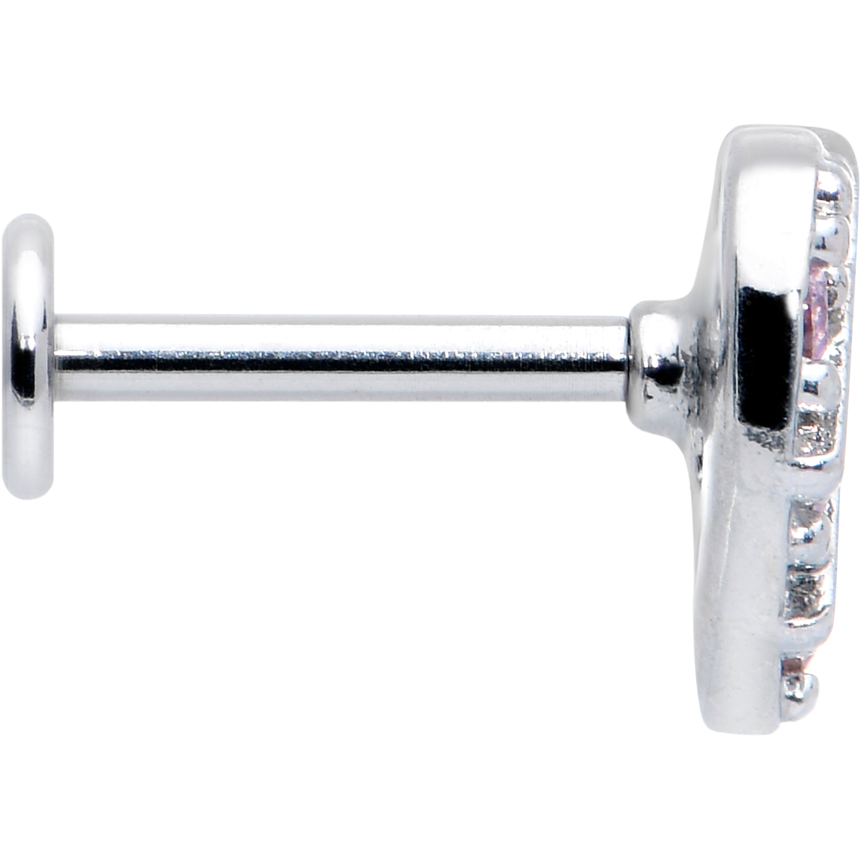 16G 5/16 Pink CZ Gem Lattice Hear Internally Threaded Labret