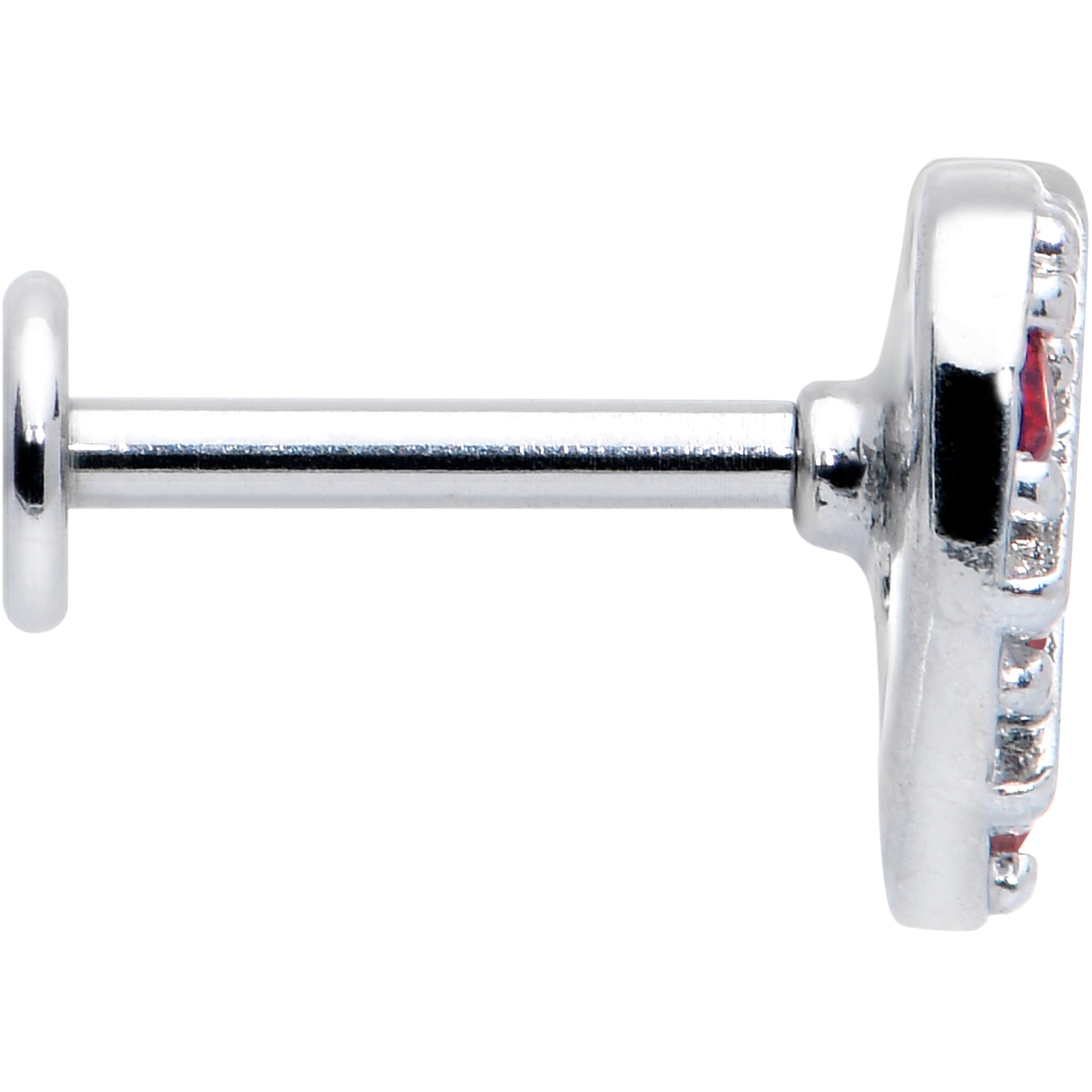 16G 5/16 Red CZ Gem Lattice Hear Internally Threaded Labret