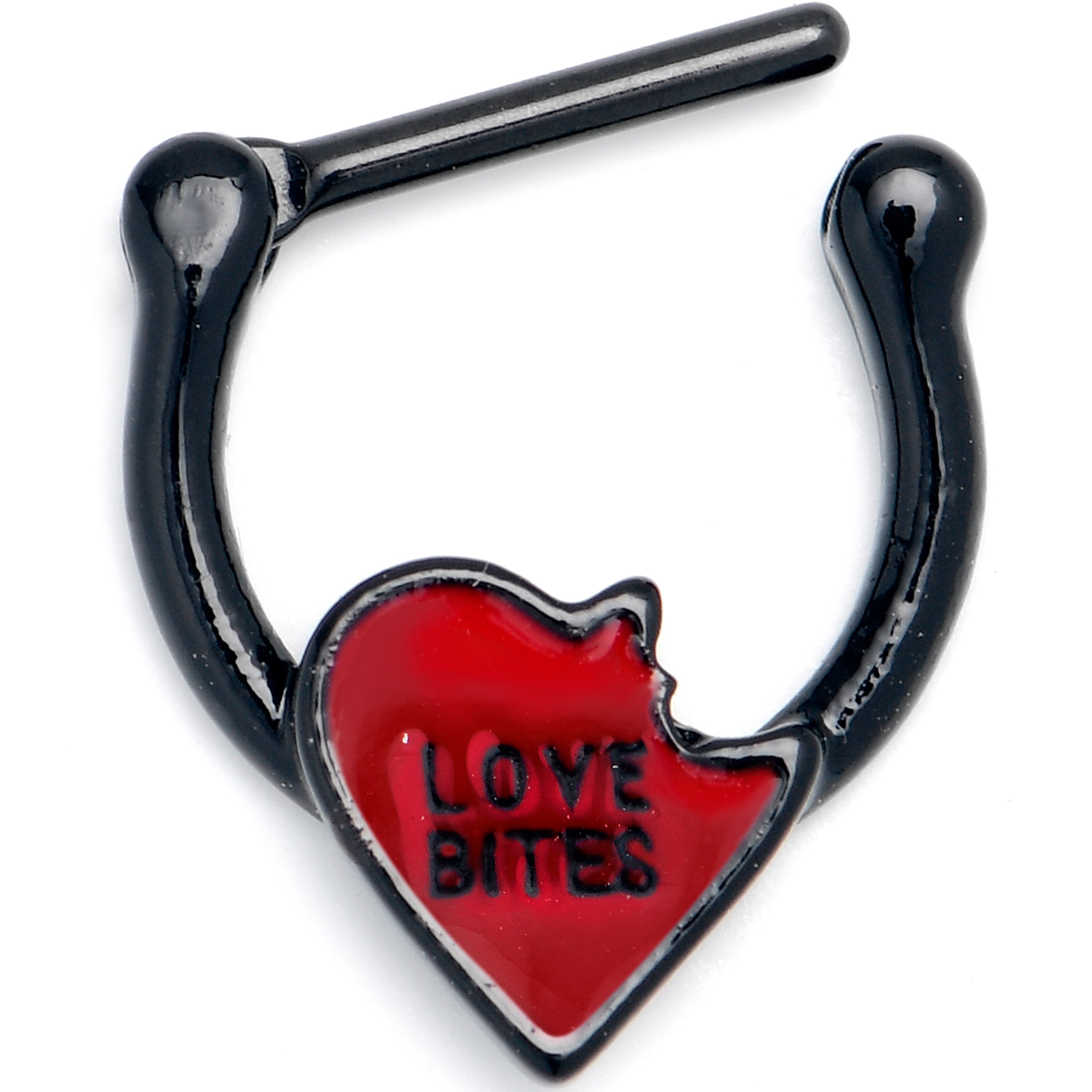 16G 5/16 Black Love Bites Heart Valentine Cartilage Clicker