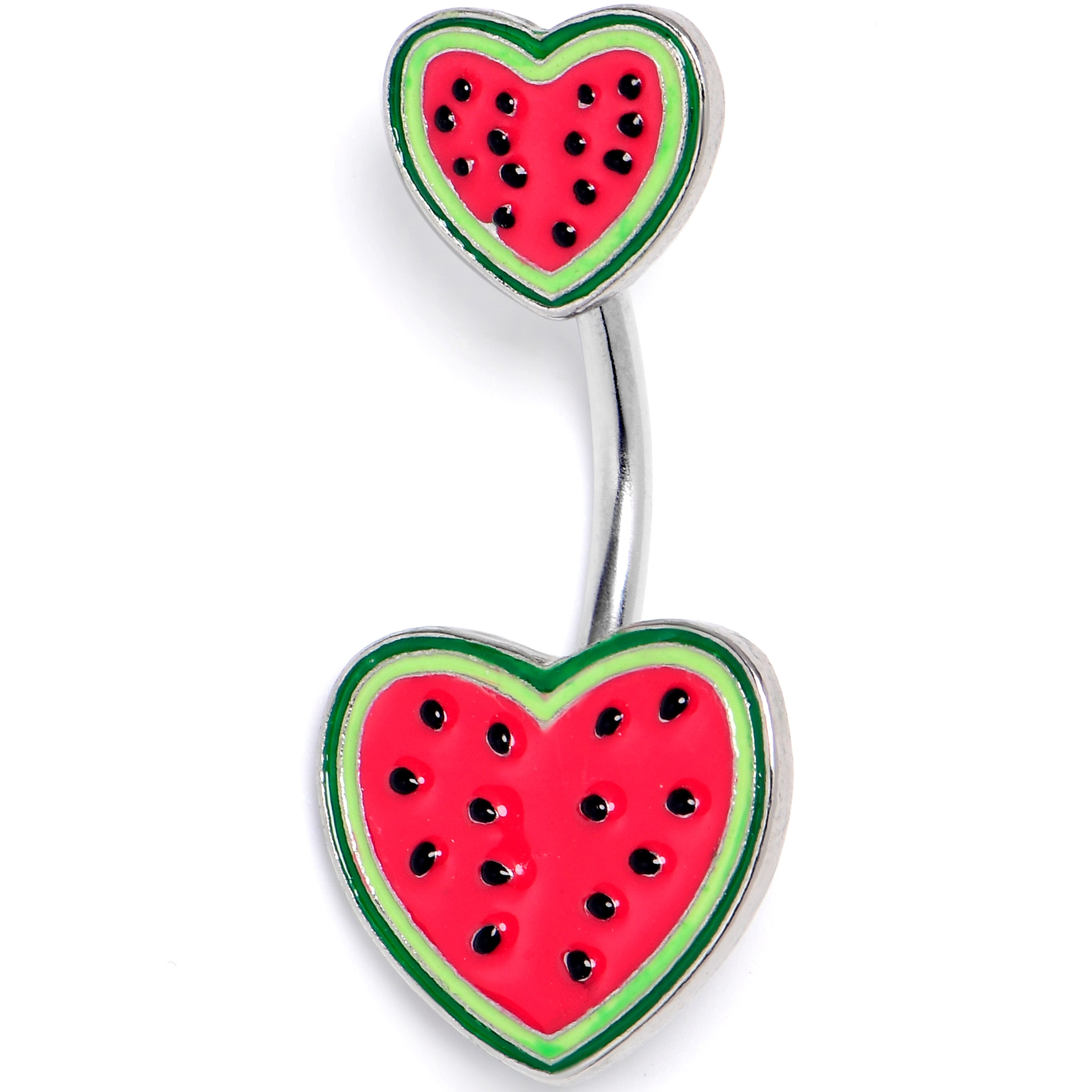 Watermelon Hearts Double Mount Belly Ring