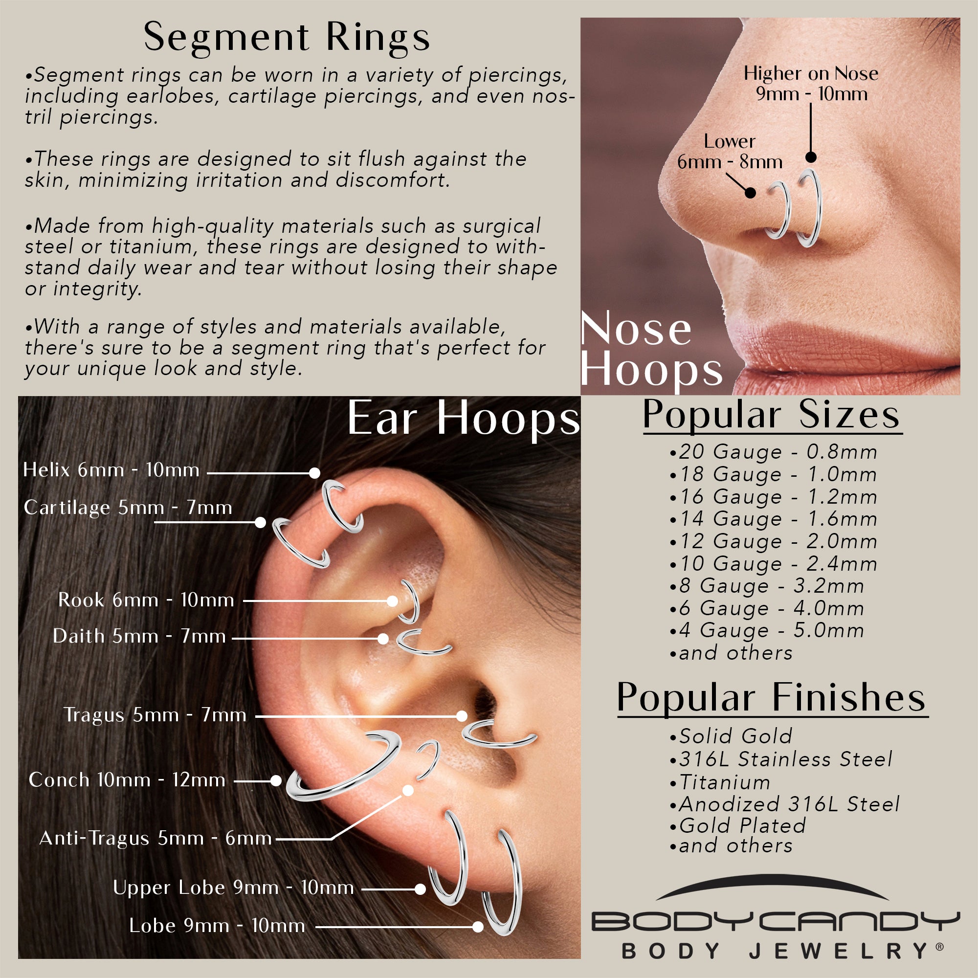 16G Surgical Steel Hinged Segment Ring - 3mm Ball Hoop For Body Piercing