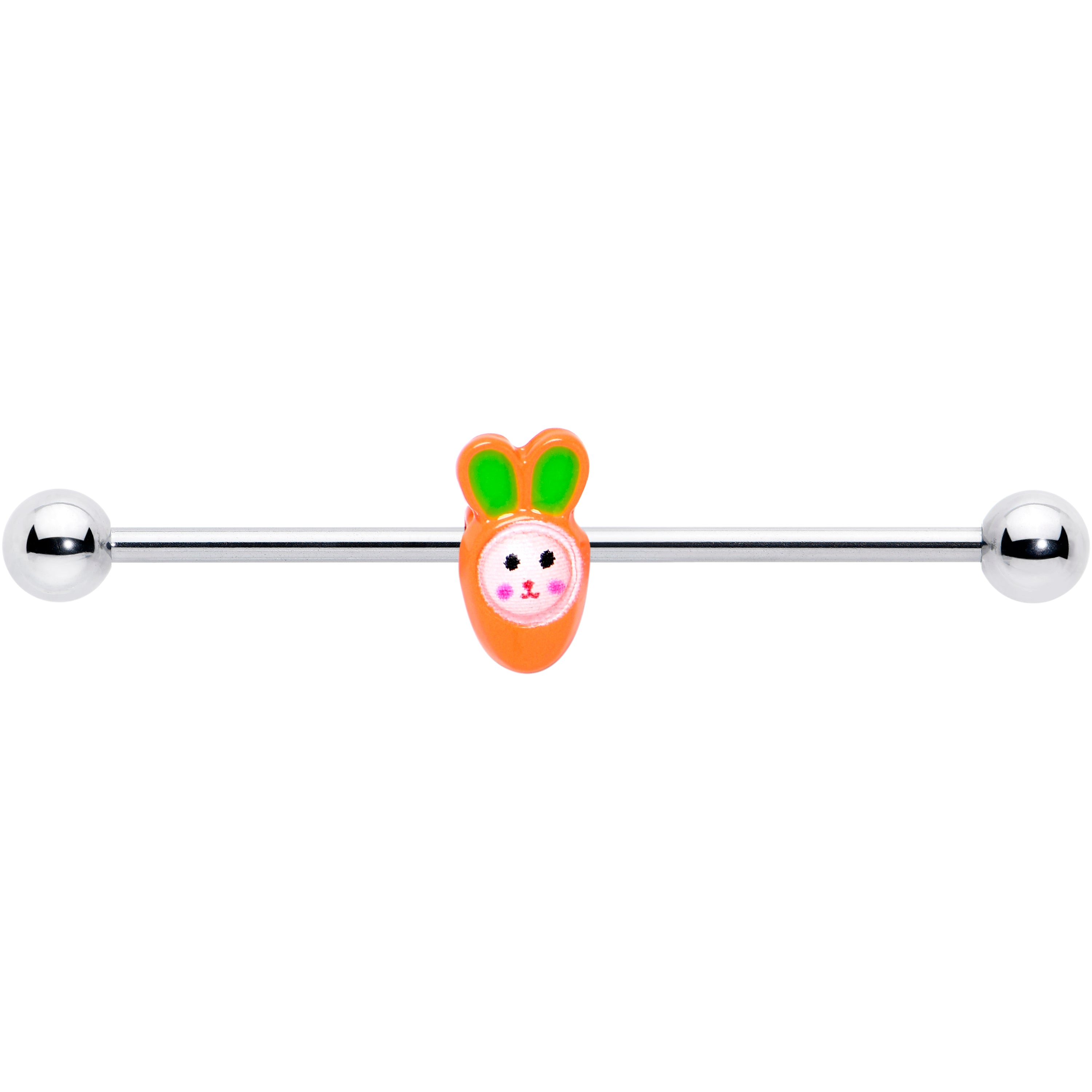 14 Gauge Surprise Carrot Easter Bunny Industrial Barbell 38mm