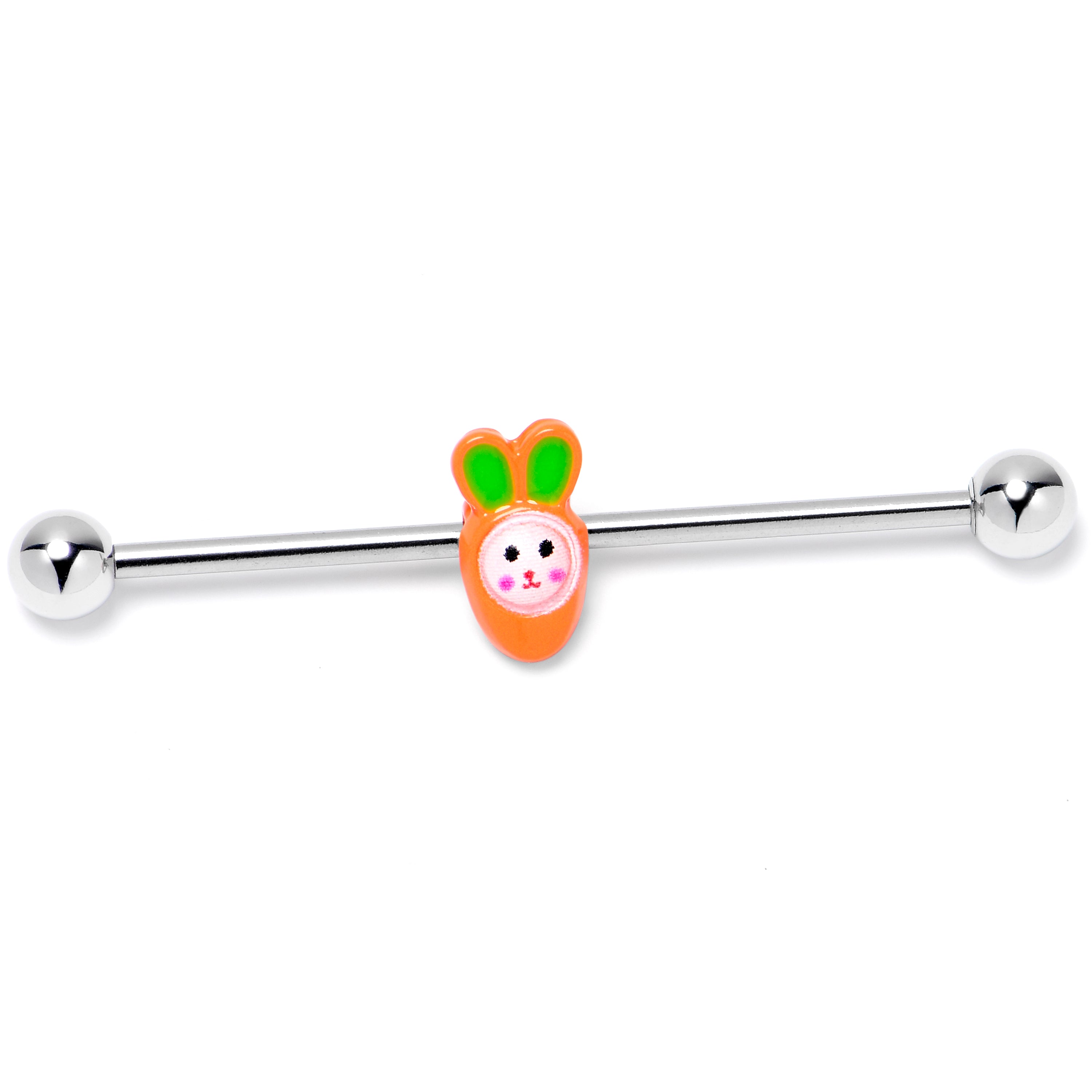 14G Surprise Carrot Easter Bunny Industrial Barbell 38mm