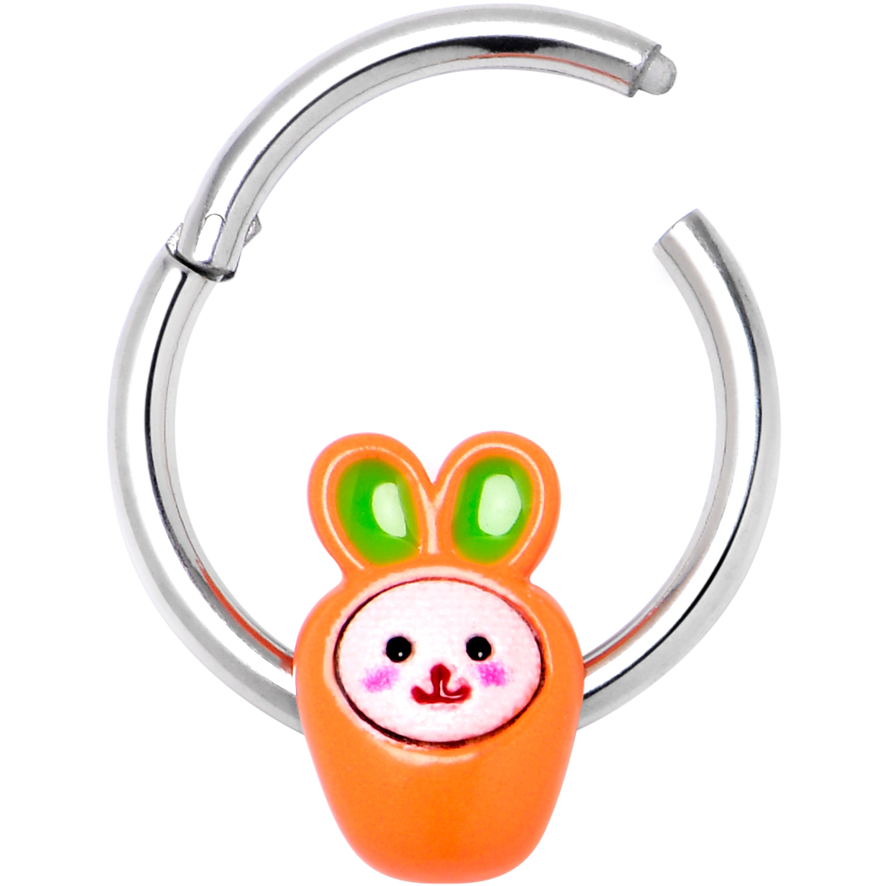 16G 3/8 Surprise Carrot Easter Bunny Hinged Segment Ring