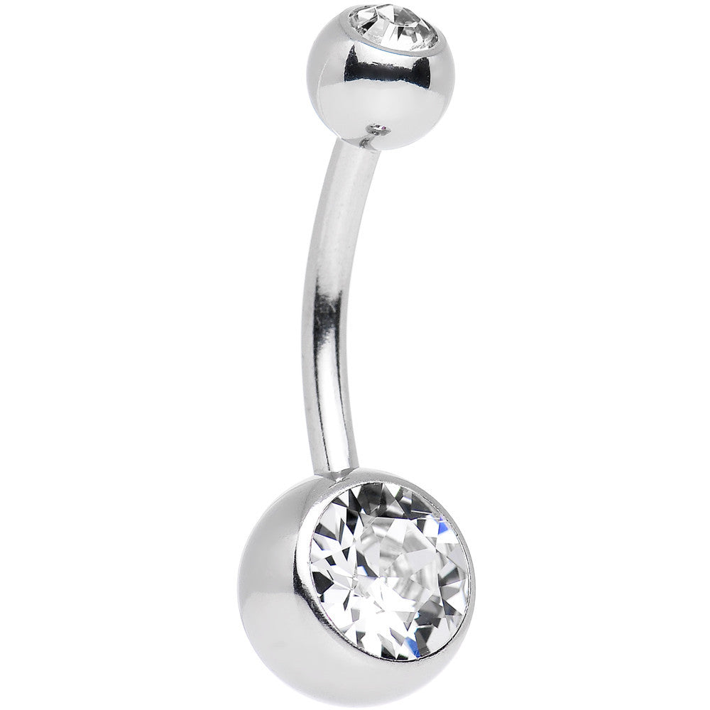 Crystal Double Gem Belly Ring Created with Crystals