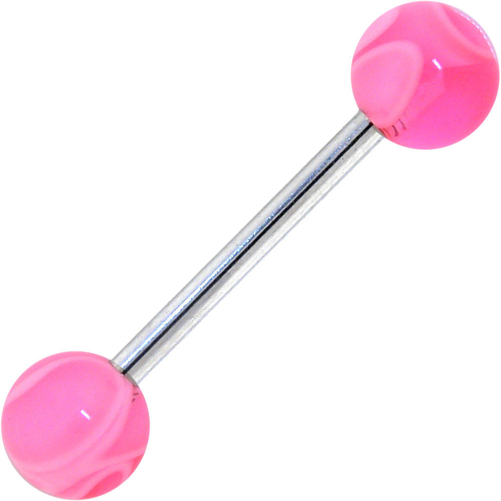 Pink MARBLE Barbell Tongue Ring