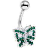 Emerald Green JEWELED BUTTERFLY Belly Ring