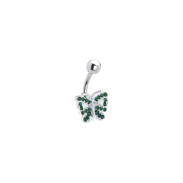 Emerald Green JEWELED BUTTERFLY Belly Ring