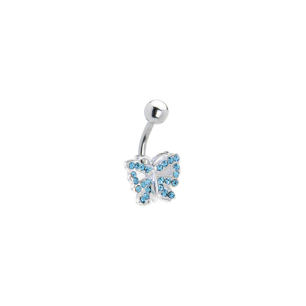 Solar Blue JEWELED BUTTERFLY Belly Ring