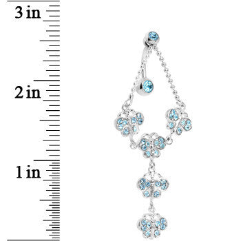 TOP DANGLE Aquamarine PAVED GEM BUTTERFLY CHAIN Belly Ring