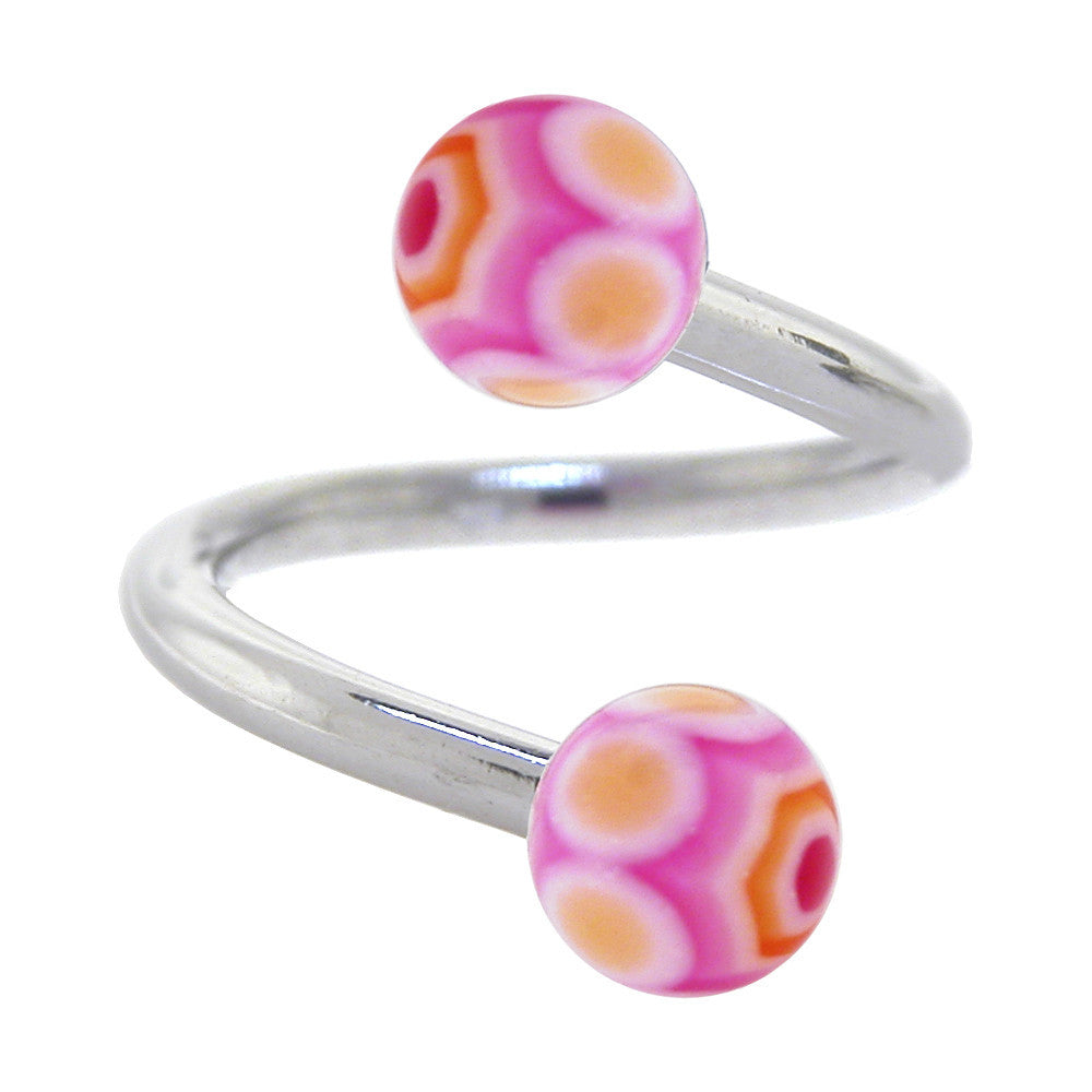 Spiral Twister PURPLE PEACH Belly Button Ring