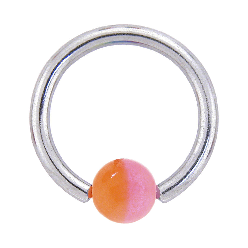 14 Gauge 7/16 Pink and Orange Glow in the Dark BCR Captive Ring