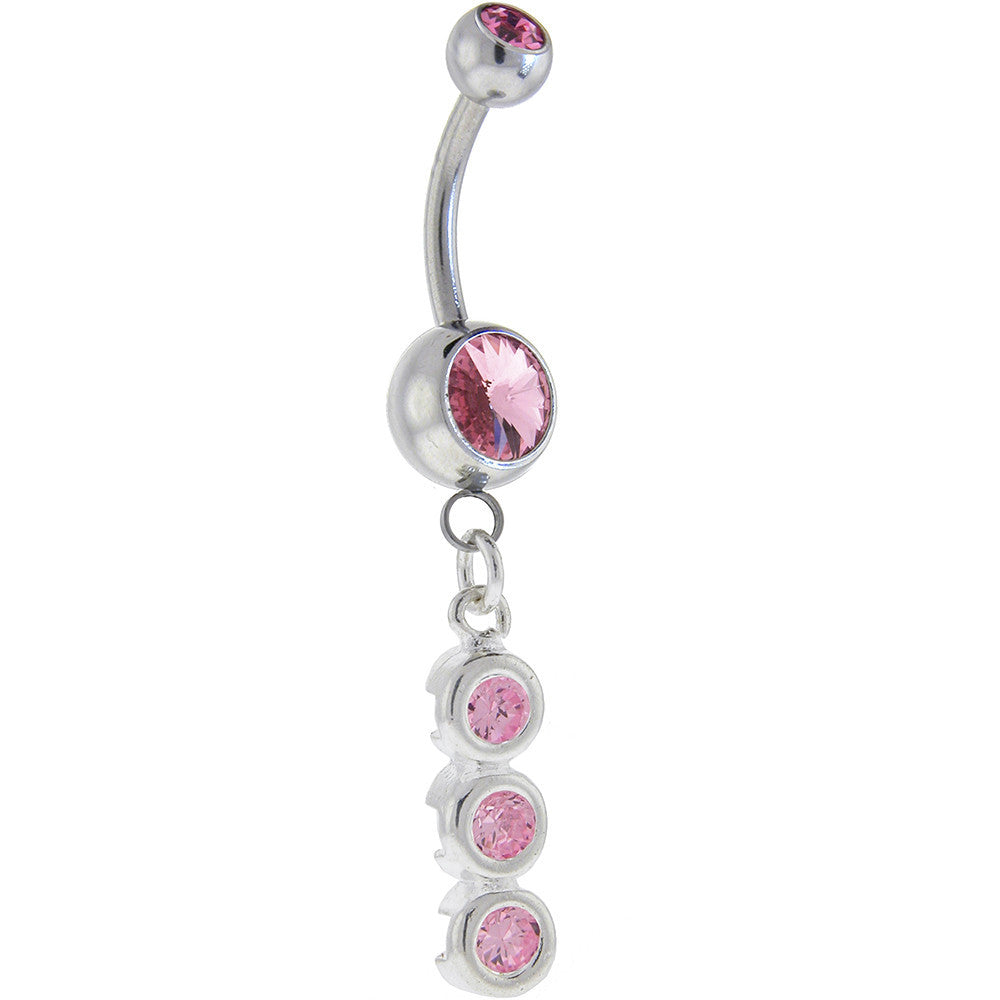 Pink CUBIC ZIRCONIA Basic Bubble Drop Belly Ring