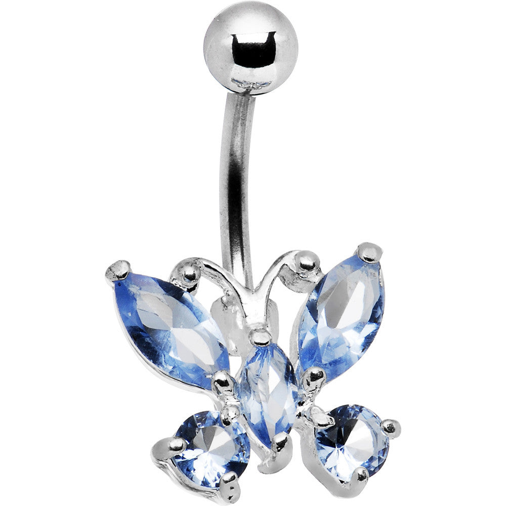 Solar Blue Cubic Zirconia BRILLIANT BUTTERFLY Belly Ring