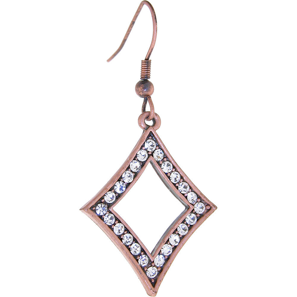 ELLE? Jewery Antique Copper Crystal Rhinestone DIAMOND Earrings