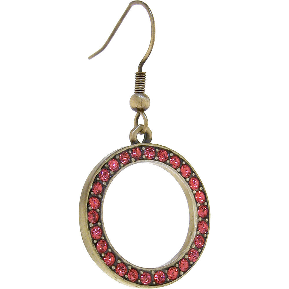 ELLE Jewery Antique Gold Padparadscha Rhinestone CIRCLE Earrings