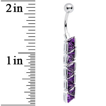Sterling Silver Amethyst TRIANGLE JEWEL DROP Dangle Belly Ring