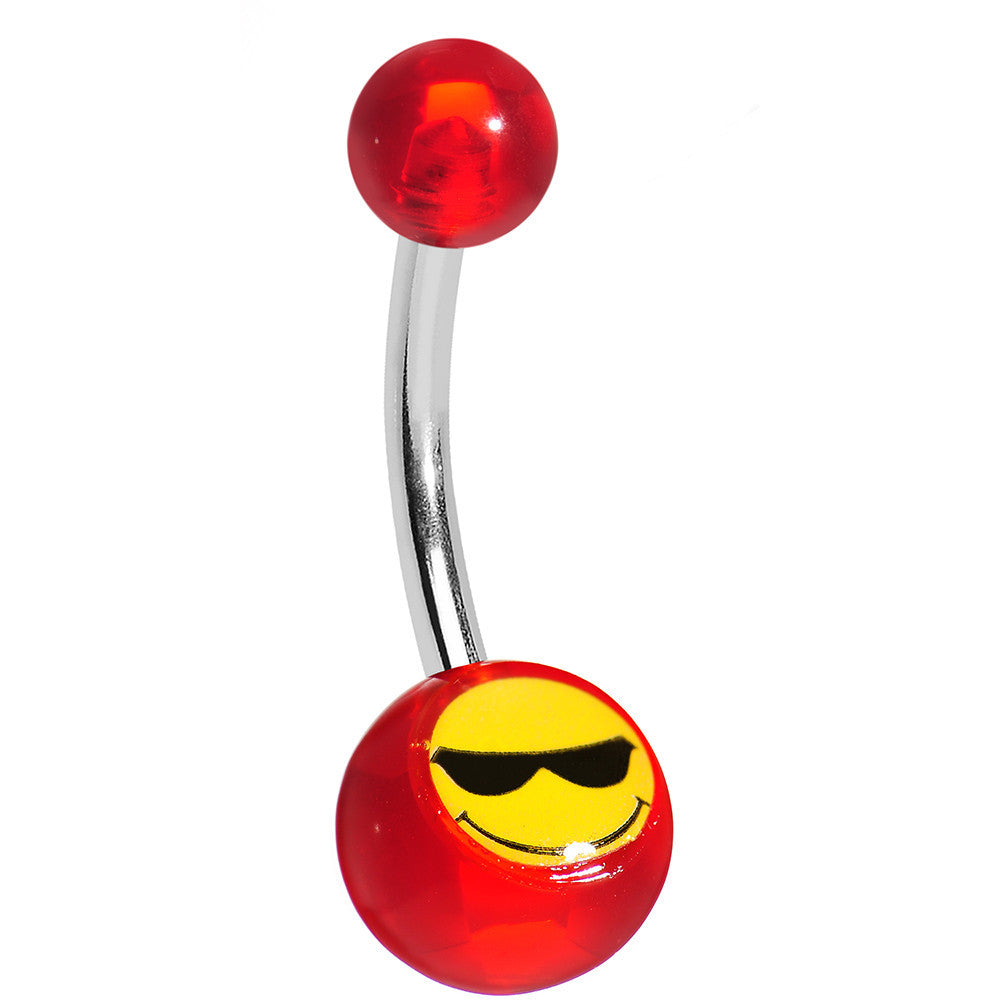 Red Acrylic Sunglasses Smiley Belly Ring