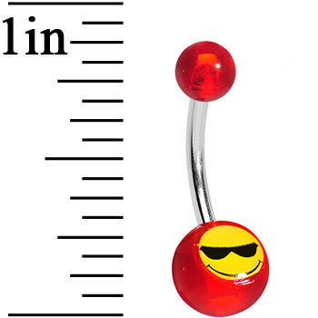 Red Acrylic Sunglasses Smiley Belly Ring