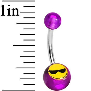 Purple Acrylic Sunglasses Smiley Belly Ring