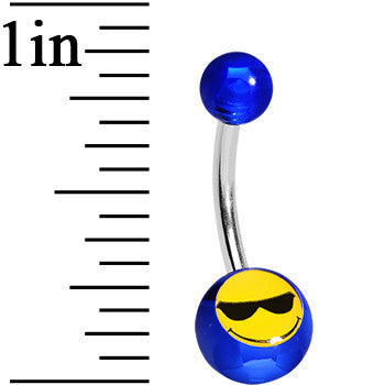 Blue Acrylic Sunglasses Smiley Belly Ring