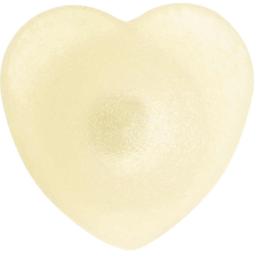 Light Yellow Silicone Heart Glow in the Dark Barbell Cap