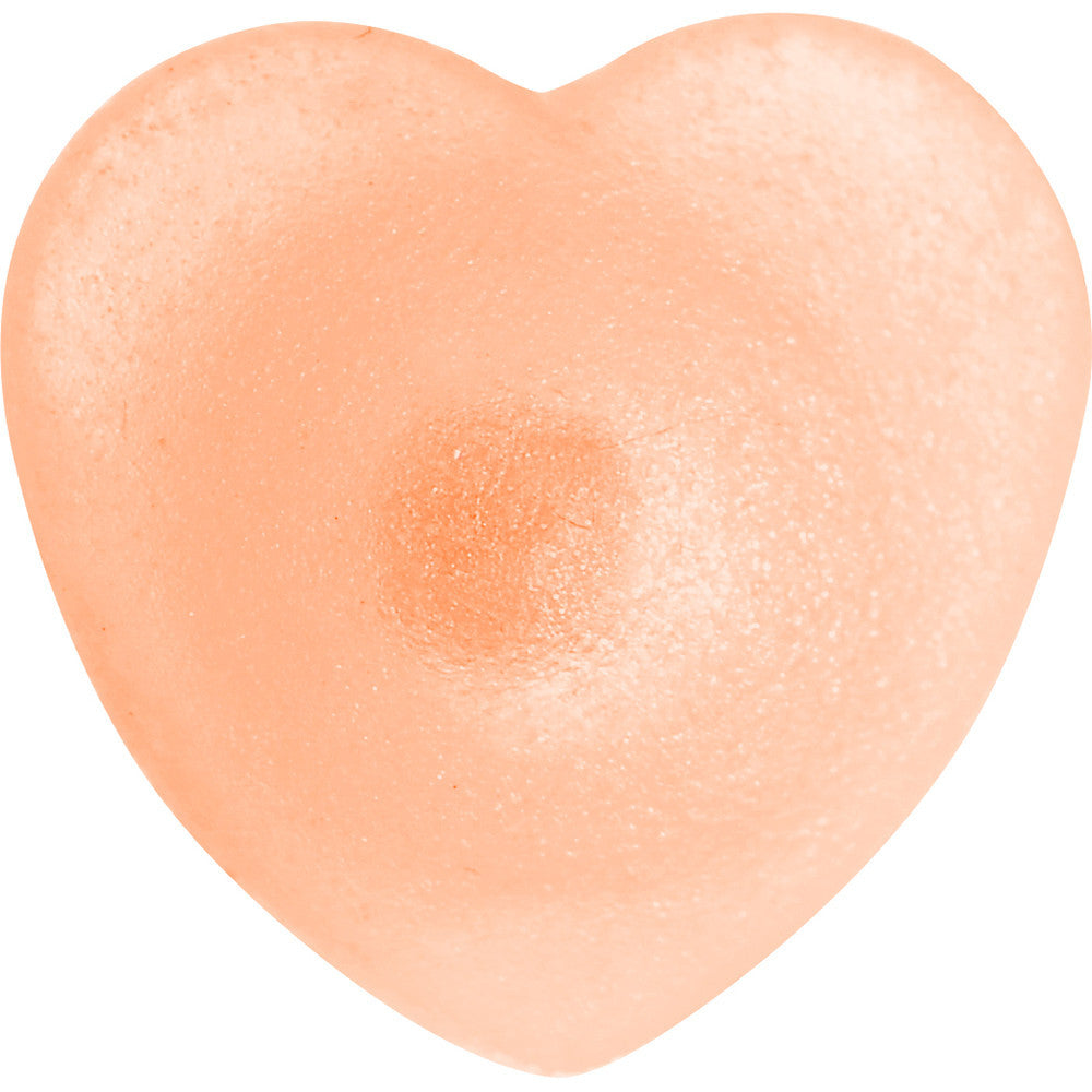 Peach Silicone Heart Glow in the Dark Barbell Cap