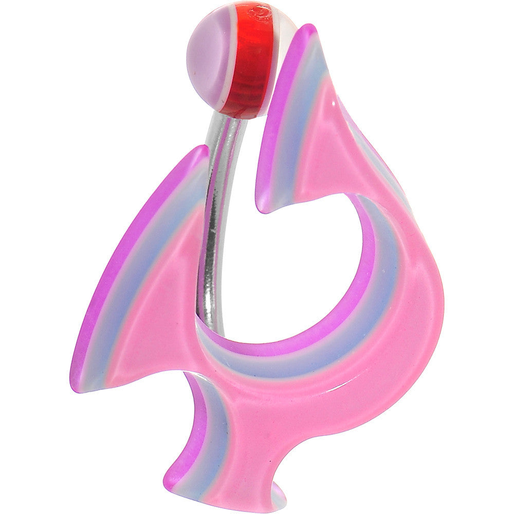 Pink Acrylic Multi Layered Tribal Lightning Belly Ring