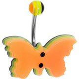 Orange Acrylic Multi Layered Floating Butterfly Belly Ring