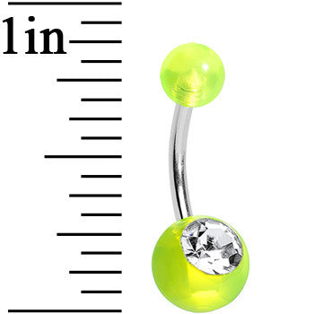 Neon Green Clear Gem Belly Ring