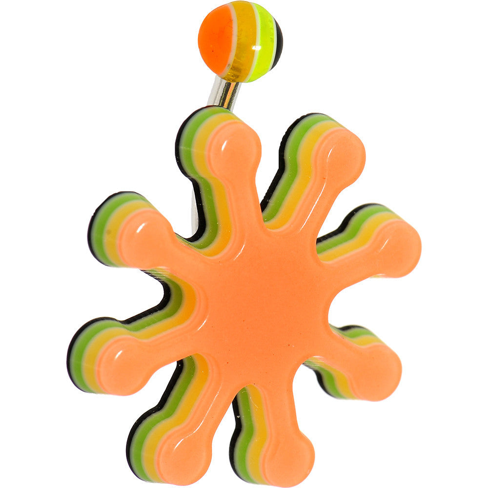 Orange Acrylic Multi Layered Paint Splash Belly Ring