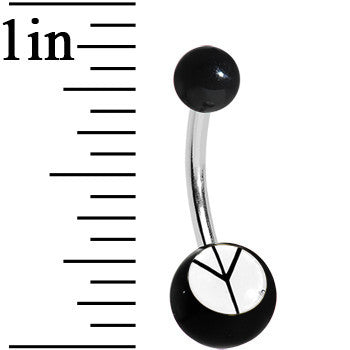 Black and White Acrylic Inverted Peace Sign Belly Ring